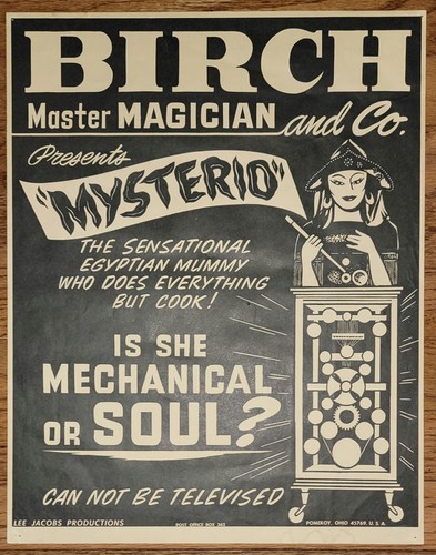 BIRCH MASTER MAGICIAN & CO. PRESENTS "MYSTERIO" EGYPTIAN MUMMY MAGIC SHOW POSTER