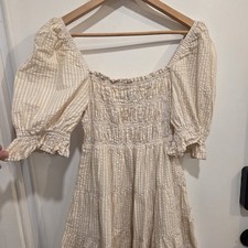 MINKPINK Lune Gingham Seersucker Smocked Bodice Mini Dress - M Cottagecore