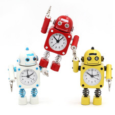 Alarm Clock Robot Desktop Creative Student Silent Cute Small Metal Time Clock AU
