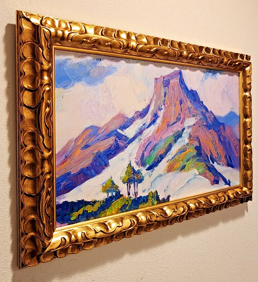 American Southwest Landscape Original Oil Painting Mountain in Ornate Gold Frame - Image 2 of 4