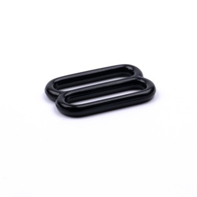 1 Inch Black Powder Coated Metal Round Wide-Mouth Triglide Slides, 25 Pack