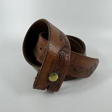 Vintage Handcrafted Buckle Belt Tooled Western Rustic Leather Eagle Mountain