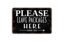 Custom Delivery Instructions Metal Sign with Arrow