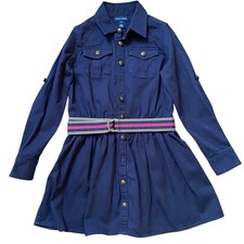 Ralph Lauren Girl Dress Size 8 Navy Button Front Above Knee Long Sleeve School