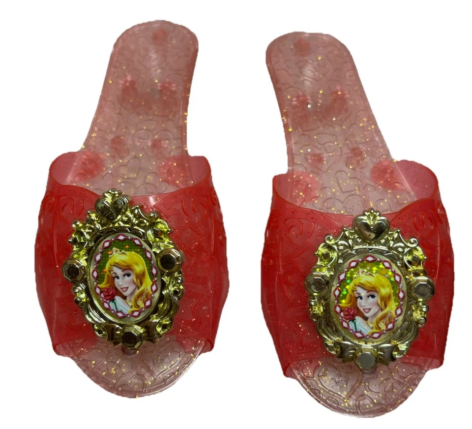 Sapato fantasia salto Disney Branca de Neve e Bela Adormecida em excelente estado usado rosa e azul - Imagem 2 de 4