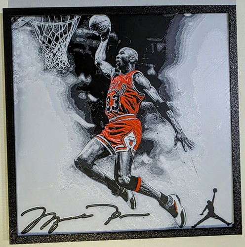 Michael Jordan Frame Hueforge 3D Printed Phone With Frame 8inx8in - Picture 1 of 11