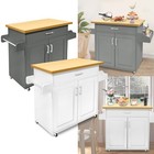Küchenschrank mit Arbeitsplatte & Rollen & Schubladen Küchenwagen Abschließbar