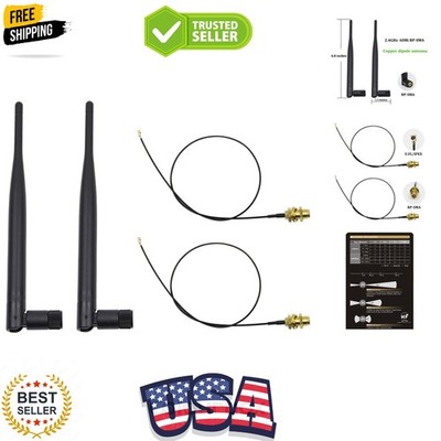 2 x 2.4GHz 6dBi Indoor Omni-Directional WiFi Antenna 802.11n/b/g RP-SMA Femal...