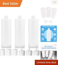 Round Plastic Bottles with Caps - Food-Grade Squeeze Bottles for Sauce, Condi...