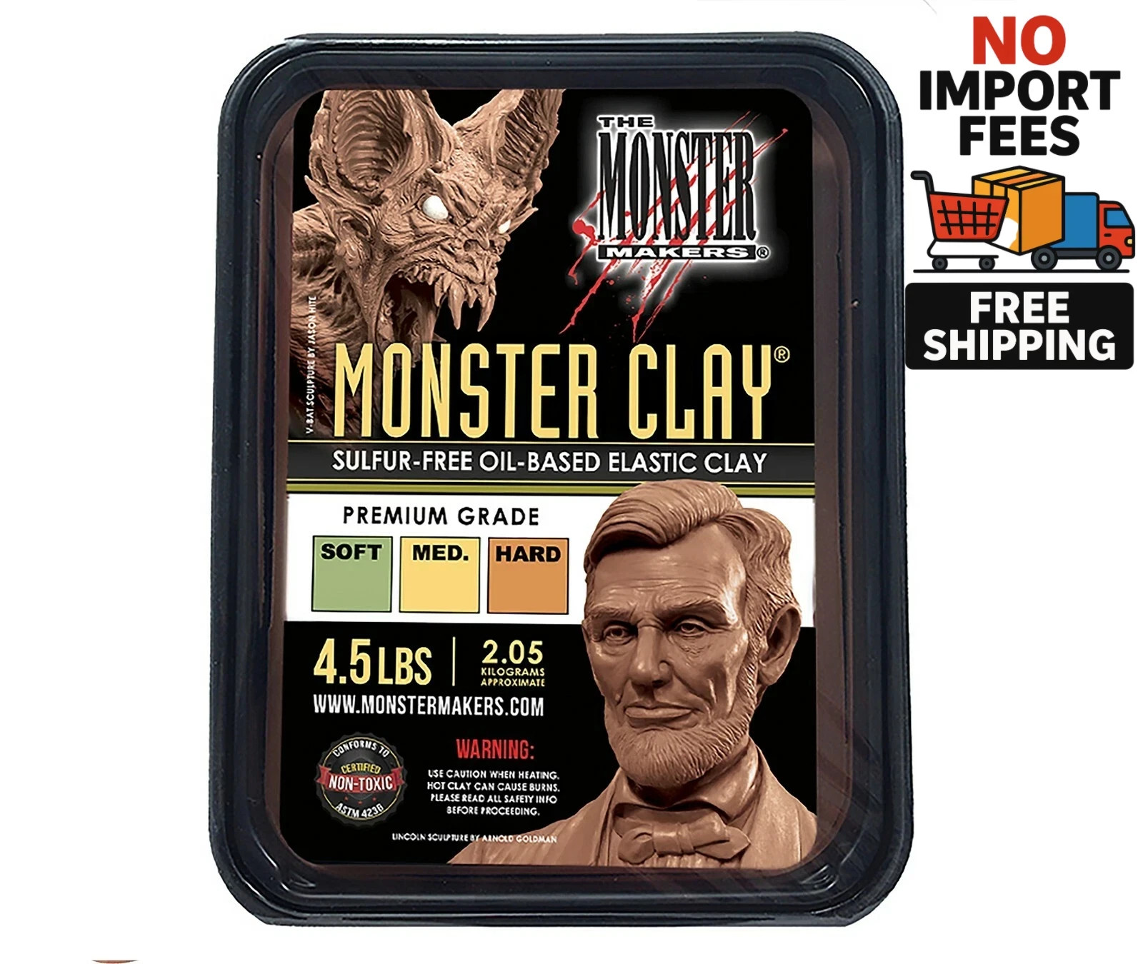 Monster Clay Premium Grade Modeling Clay - Medium - (4.5lb Tub) - NEW SIZE