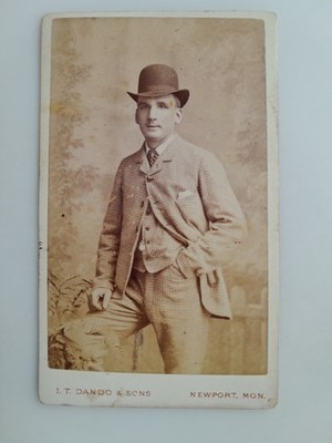 CDV: Dapper Man Suit Hat: I T Dando & Sons: Newport Wales