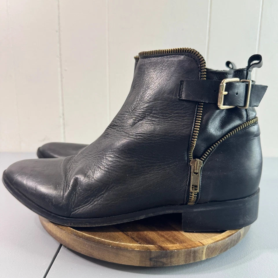 Eric Michael Botines Cuero Negro Hebilla Cremallera Mujer Talla 41 UE Talla EE. UU. 10-11 Foto 3 de 4