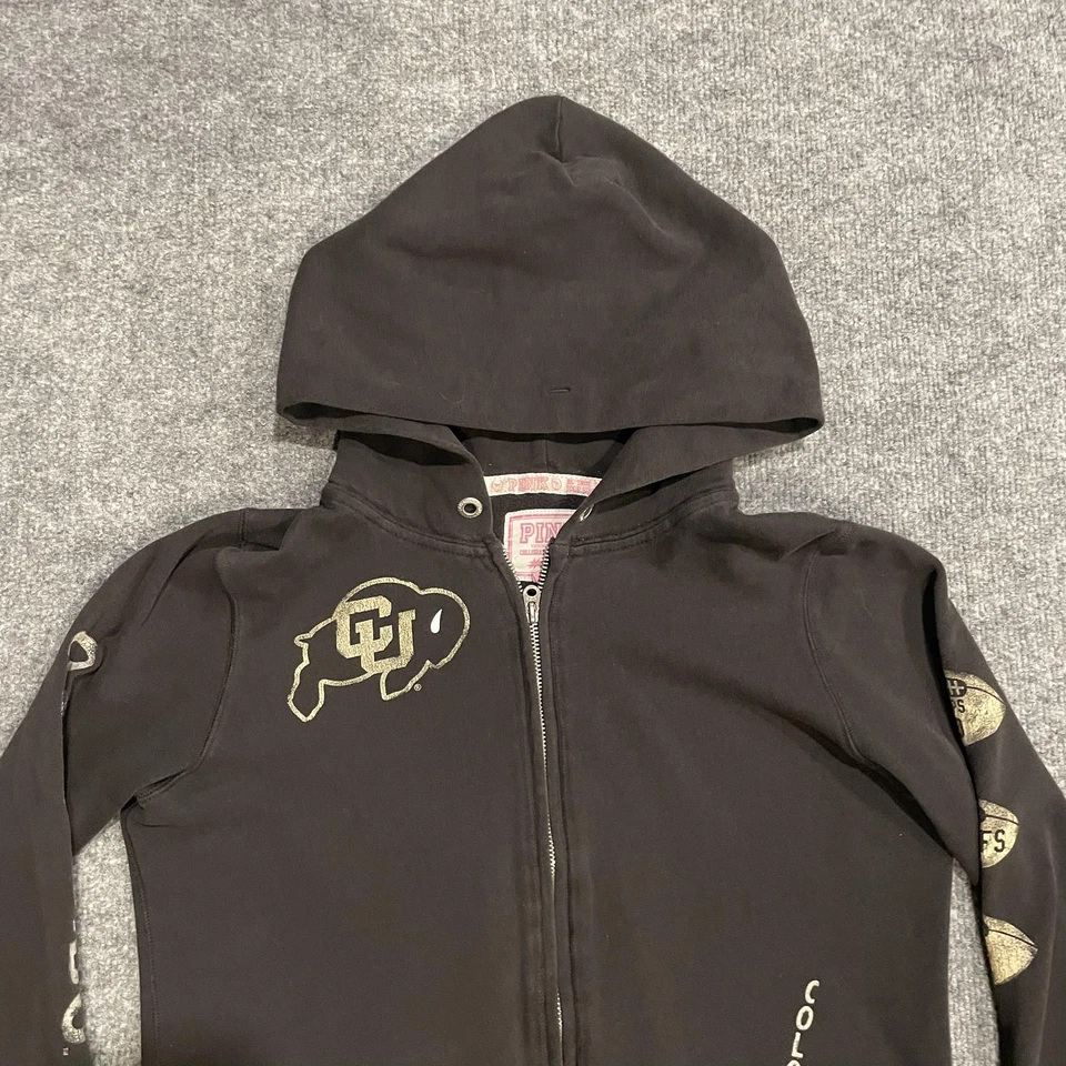 Colorado Buffaloes Victoria's Secret Pink Hoodie Full Zip Jacket Womens Medium - Image 3 of 4