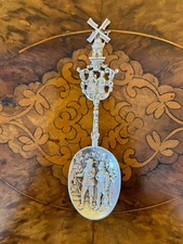 Antique Silver Moving Windmill Spoon