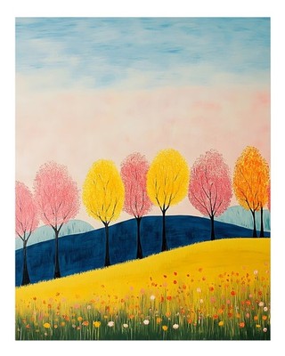Vibrant Landscape Wall Art Poster - Colorful Nature Scene Home Decor