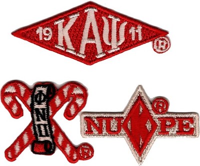 Kappa Alpha Psi 3-Piece Set B Embroidered Stick-On Applique Patches [Red - 2'']