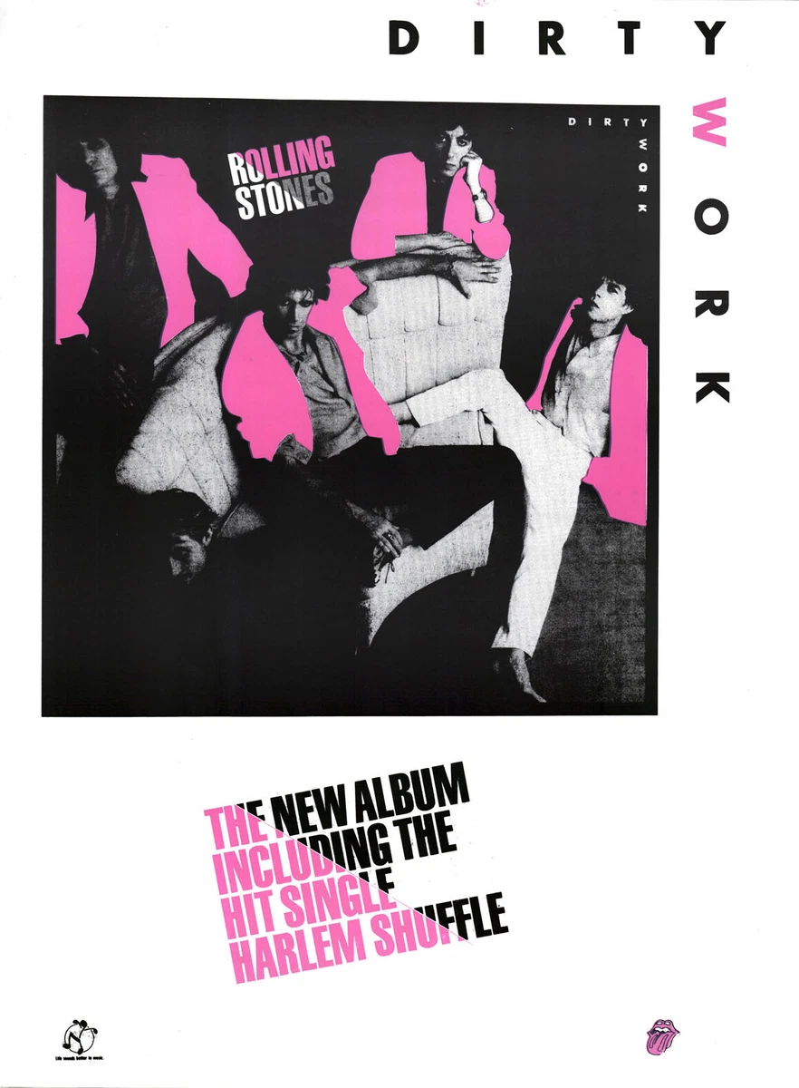 The Rolling Stones - Dirty Work ORIGINAL Promotion-Plakat von 1986 Mick Jagger