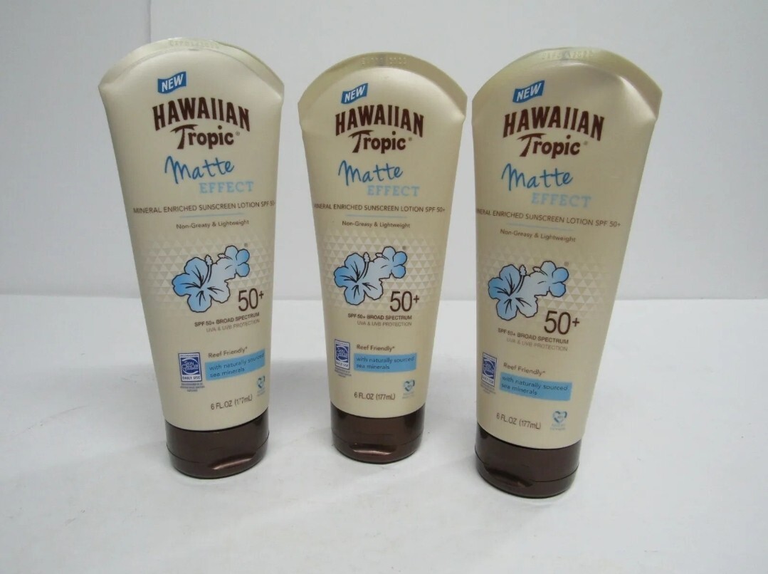 3 Hawaiian Tropic Matte Effect SPF 50 Mineral Enriched Sunscreen Lotion