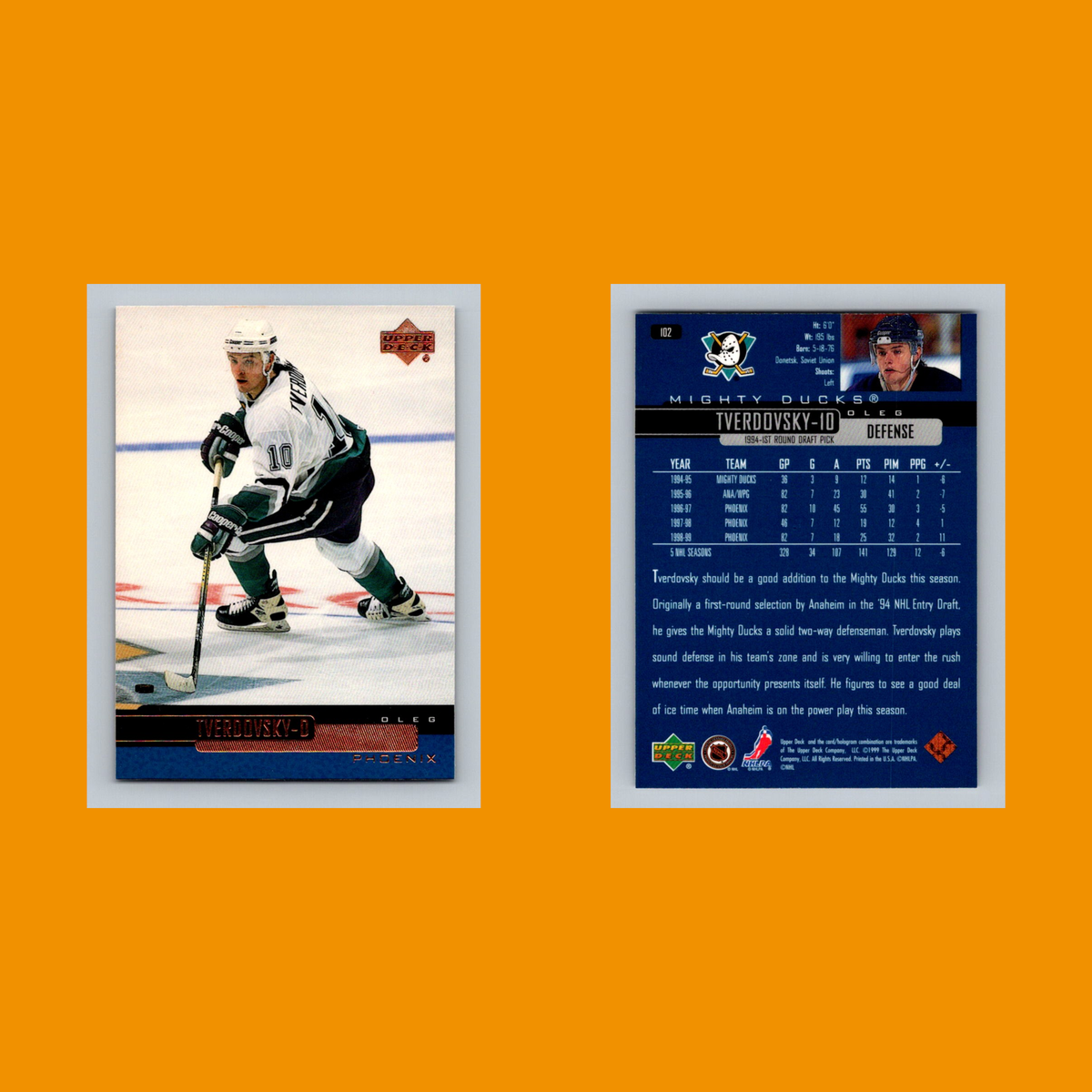 Oleg Tverdovsky #102 1999 Upper Deck Anaheim Mighty Ducks Hockey