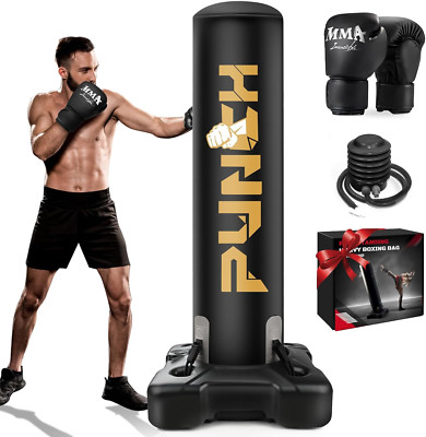 Freestanding Heavy Boxing Bag Set with Gloves for Home Gym Training