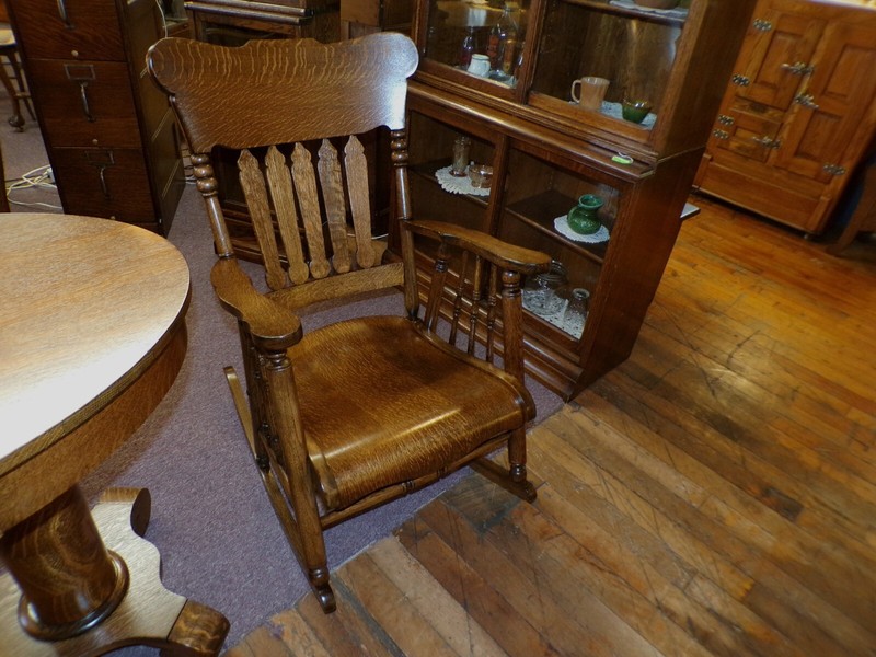 Antique Oak Rocking Chair arm rocker 1900's refinished comfortable