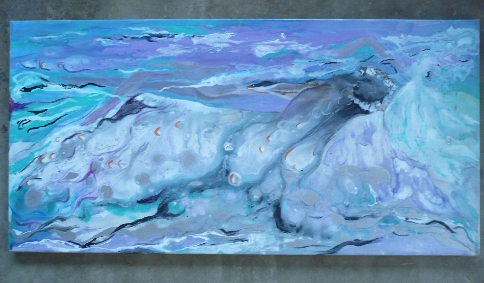 SUNI, FLOWING ABSTRACTION WATER ABSTRACT MODERN VINTAGE OIL PAINTING MODERNISM