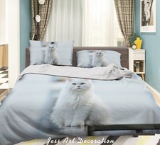 3D White Cat Quilt Cover Set Duvet Cover Bedding Pillowcases