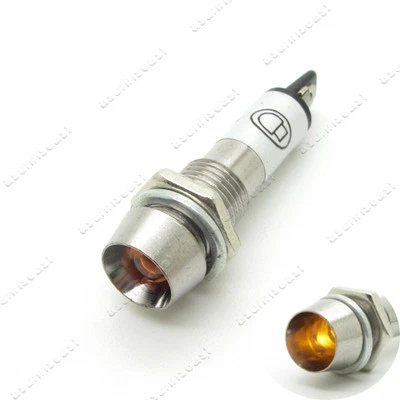 5 × Yellow AC220V 8mm Neon Panel Indicator Power Signal Metal Light Lamp XD8-1 - Image 1 of 4