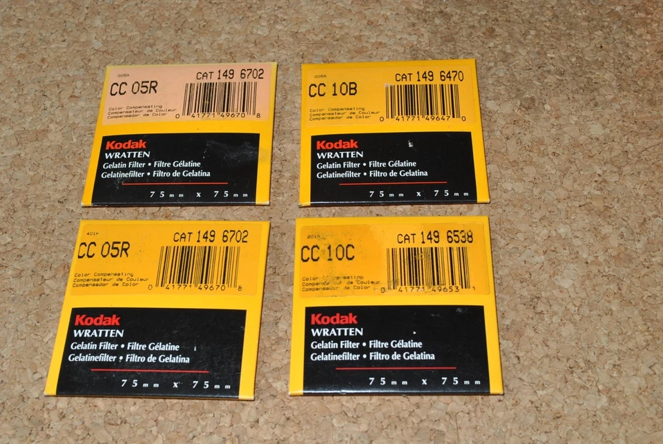 4pcs of Kodak Wratten No.CC 05R, CC 10B, CC 10C Gelatin Filter 75x75mm 3 inch - Image 3 of 3