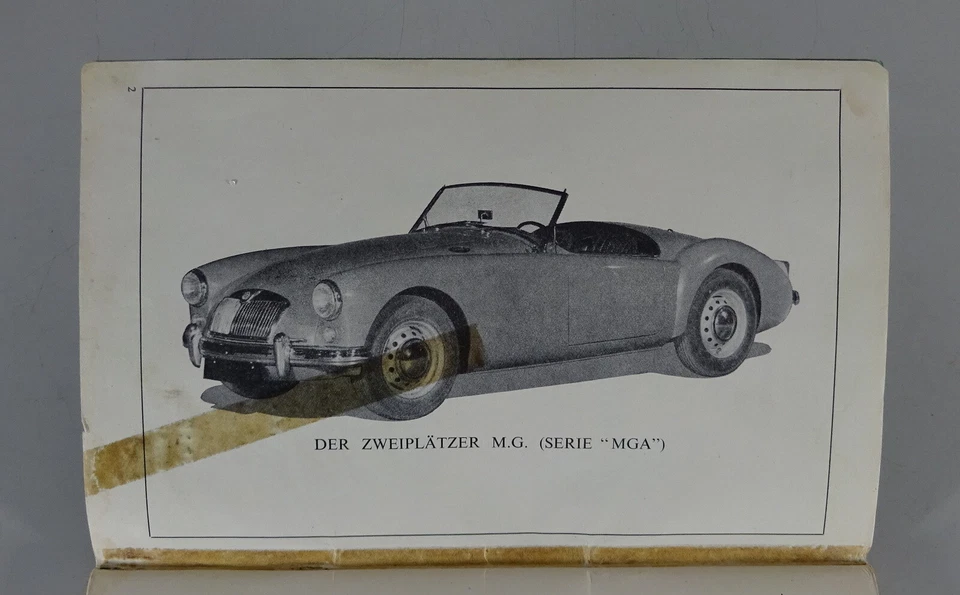 Istruzioni D'Uso / Manuale MG A/MG A 1500 Stand Circa 1955/1956 - Immagine 2 di 4