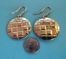 BEAUTIFUL Round Dangle Earrings Gold Over Sterling Silver 925 448