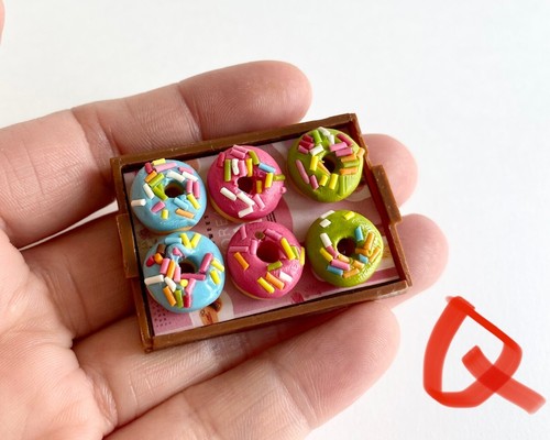 1:12 miniature handmade bakery store dessert cupcake cookies donuts hotdog tray - Picture 41 of 71