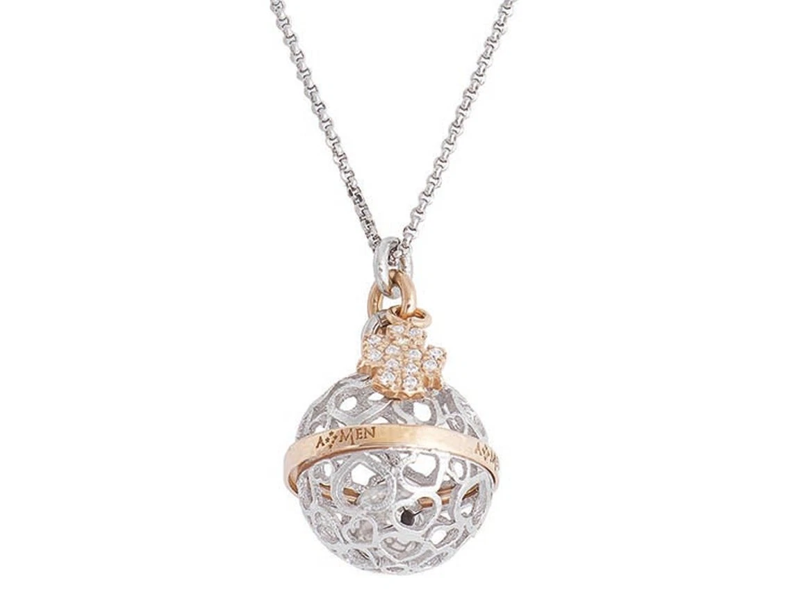 AMEN Gioielli Collana Angelo In Argento 925 Con Zirconi Bianchi - Regalo Perfetto Per Lei