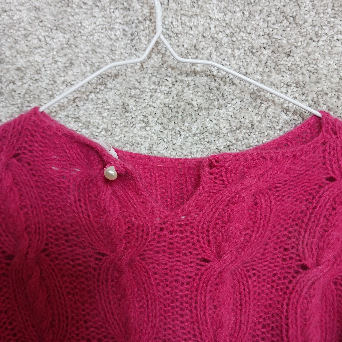 Vintage Deans Of Scotland Lambswool Rabbit Sweater Womens 34 S/M Pink Knit  View 5