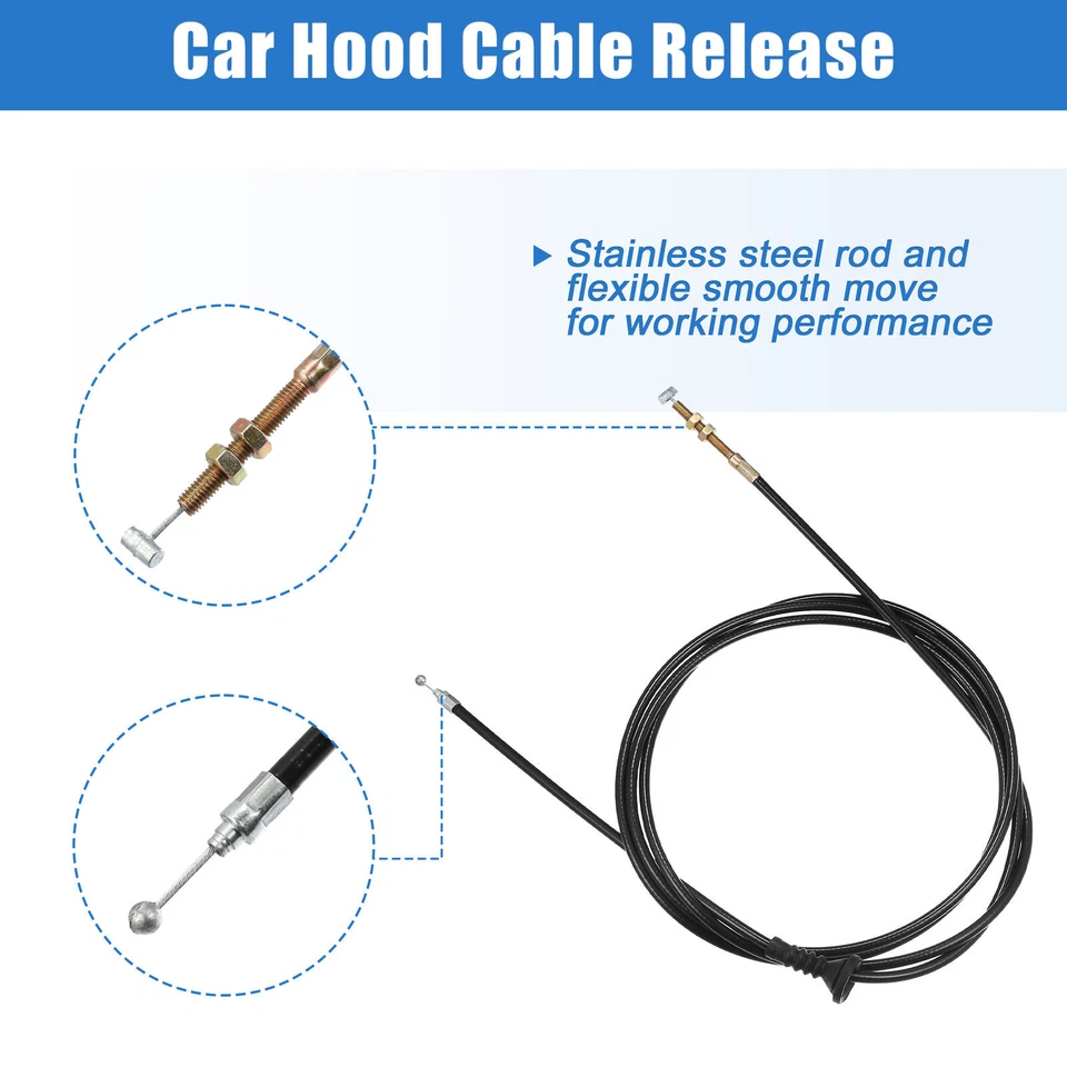 Cable de liberación de capó negro de 1 pieza apto para camioneta Volvo 2004-2015 VN VNL y VHD- P/N Foto 2 de 4