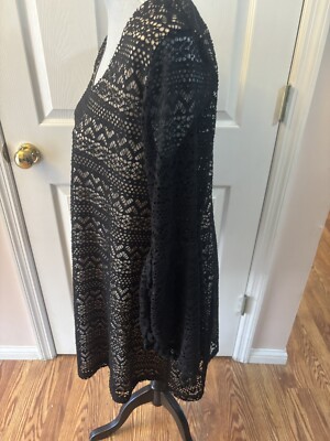Umgee Black Lace Overlay Round Neck Dress Women's Size Medium | eBay