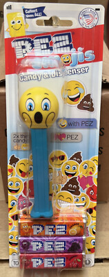 PEZ Emojis SURPRISED 7.5 Dispenser 2x Candy GIFT QUALITY On Card w94