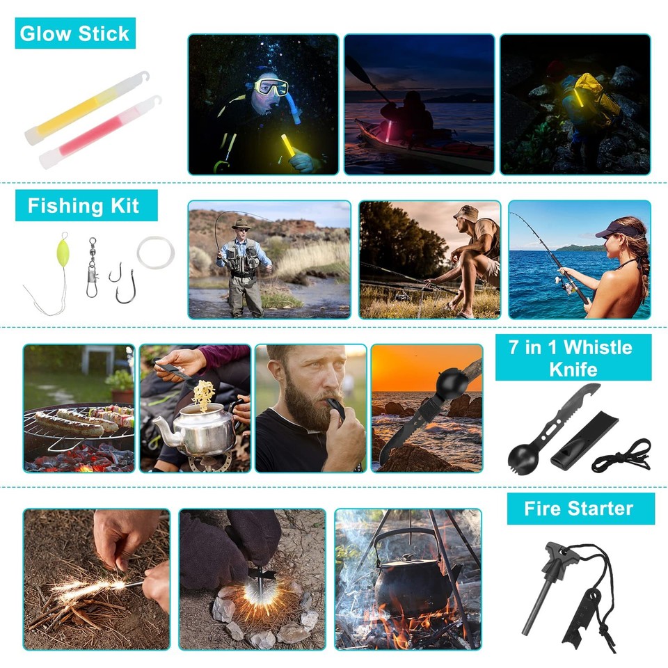 ,Survival Gear Professional Kit and Large Camping Backpack,First Aid