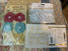 Prima Marketing Lace Flowers Rub On Transfers Trinket Anima 3 Pkgs Asst NIP #164