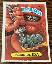 1987 Garbage Pail Kids Sticker 367b Fluoride Ida Blue Dot Error