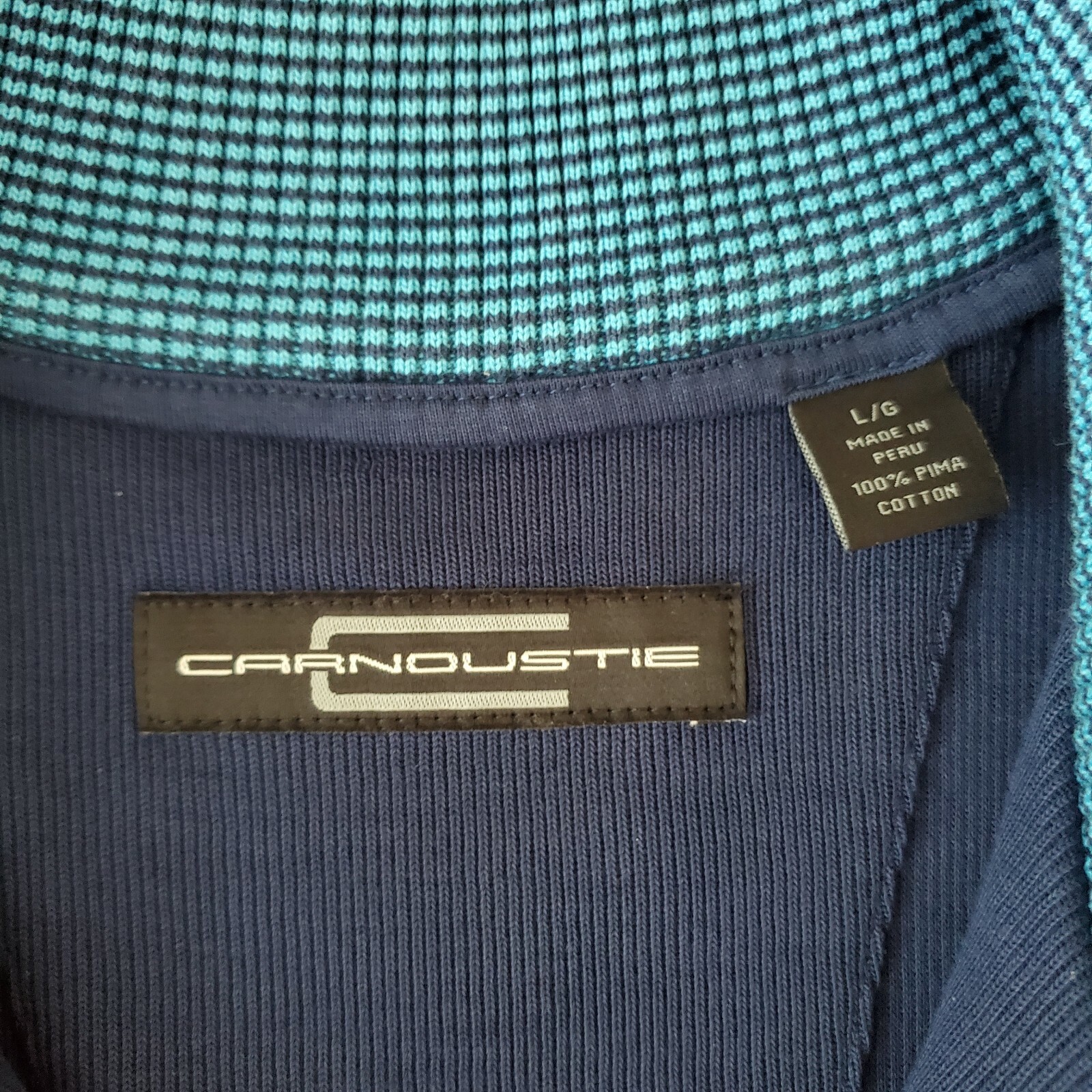 CARNOUSTIE Golf Mens Large 1/4 Zip Blue Pullover Swea… Gem