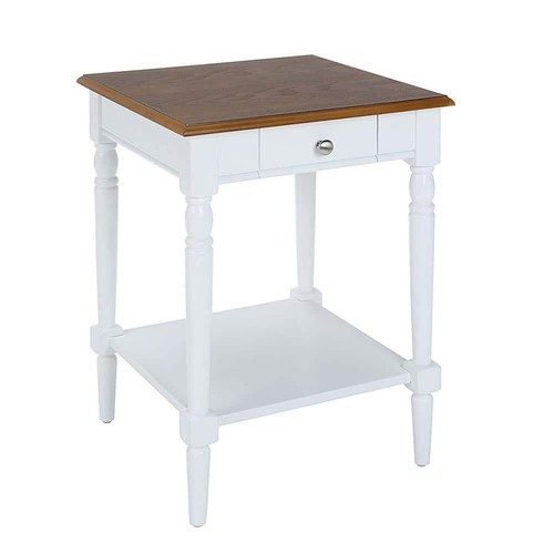 Convenience Concepts End Table 18"x24" Walnut/White Standard Square Wood w/Shelf - Picture 6 of 6
