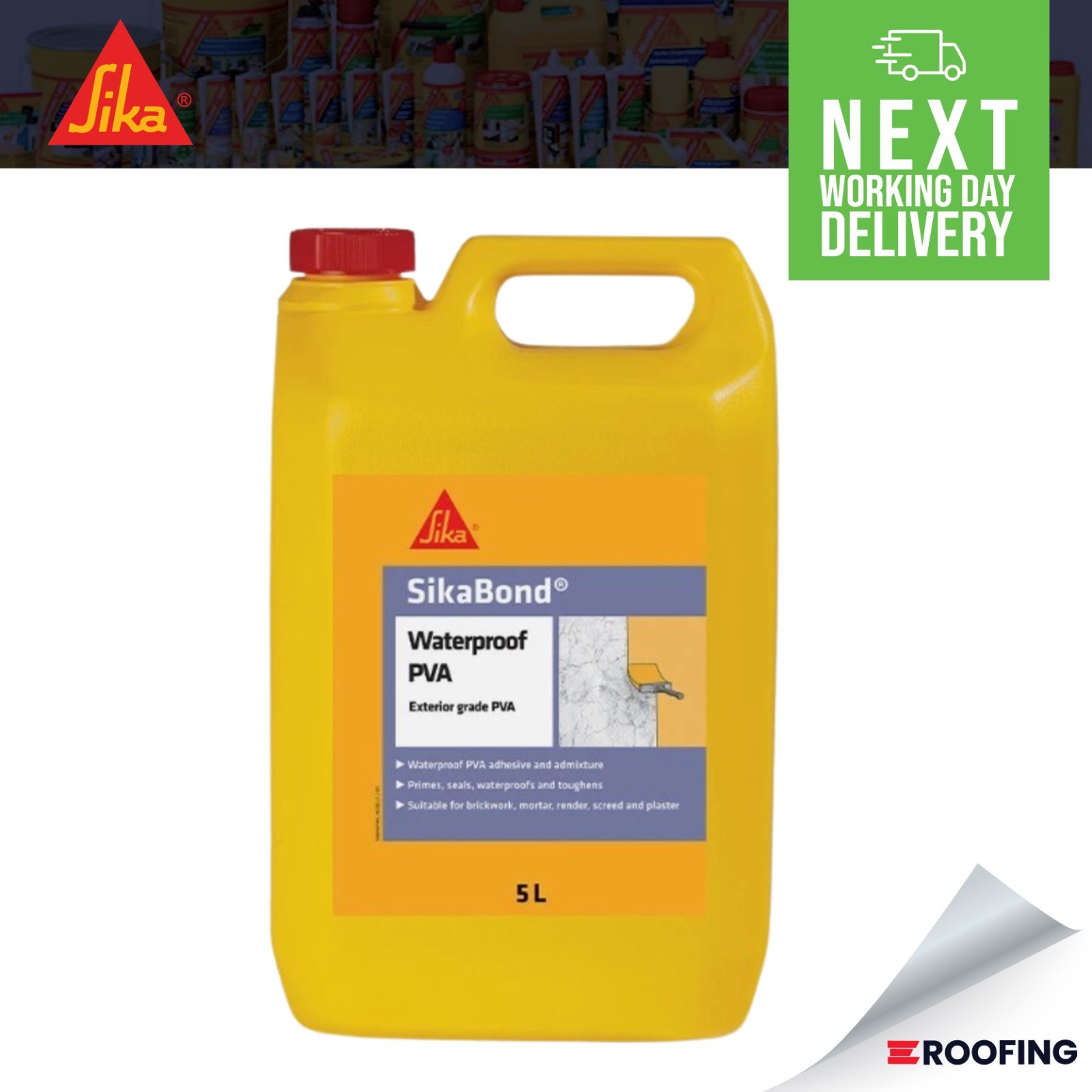 B&Q - Sikacem White Pva Primer & Sealer 5L - Image 4