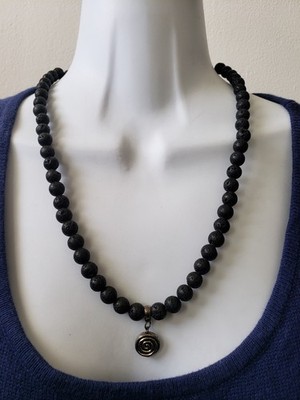 Lacy Black Onyx Lava Necklace Balance Energy Rugged Edgy Casual Jewelry