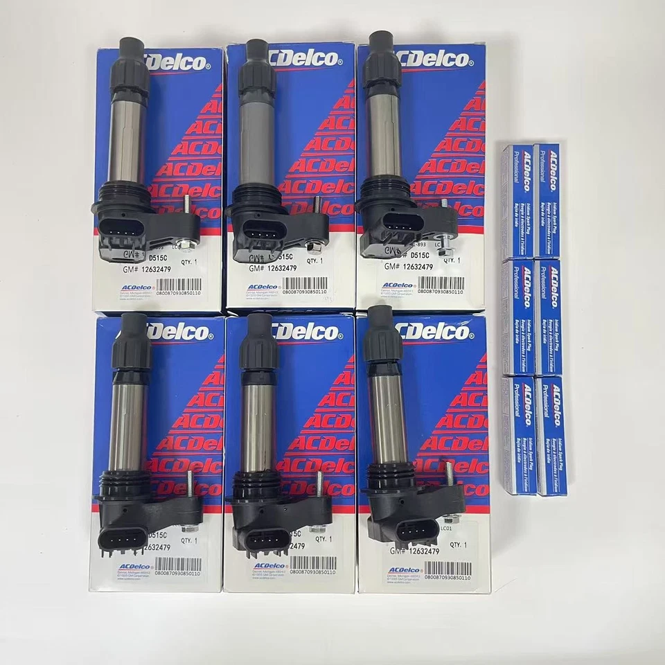 Paquete de 6 bobinas de encendido 12632479 D515C y bujía 41-109 para GMC Chevrolet Buick Foto 2 de 4