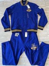 Polo Ralph Lauren Royal Blue Fleece Track  Team Baseball Jacket & Pants Size Med