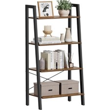 Ladder Shelf 4-Tier Bookshelf Storage Rack Bookcase with Steel Frame Shelf