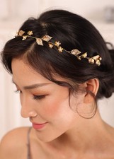Kercisbeauty Gold Leaf Headband for Women Wedding 1 Count Pack of 1 , Silver