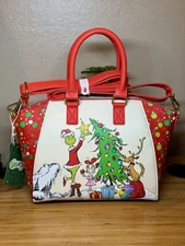 NWT Loungefly Dr. Seuss How The Grinch Stole Christmas! Trio Tree Satchel Bag