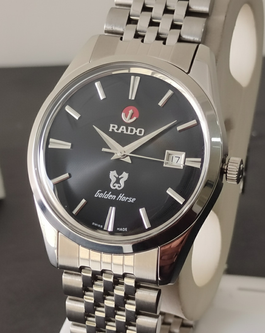 Automatic Horse Black Watch Dail Golden Men's  Rado - vintagewatches.pk